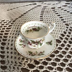 Miniature Royal Albert Flower of the Month Tea Cup and Saucer. December